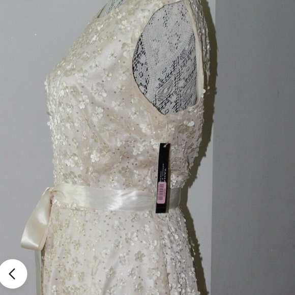 NWT Tahari Arthur S. Levine Floral Applique Gown Wedding Prom Bridesmaid Sz 14 - Picture 9 of 12